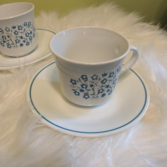 Set Corelle Blue Heather by Corning Cups and Saucers Set of 4 - Picture 7 of 9